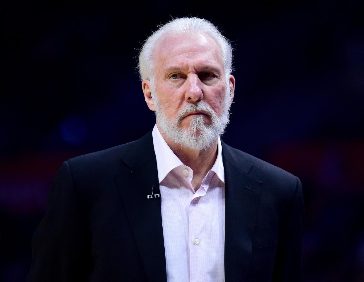 Gregg Popovich is not slowing down his criticism of Donald Trump and on Tuesday accused the President of manipulating media to “bring out the dark side of humans.”(Getty)