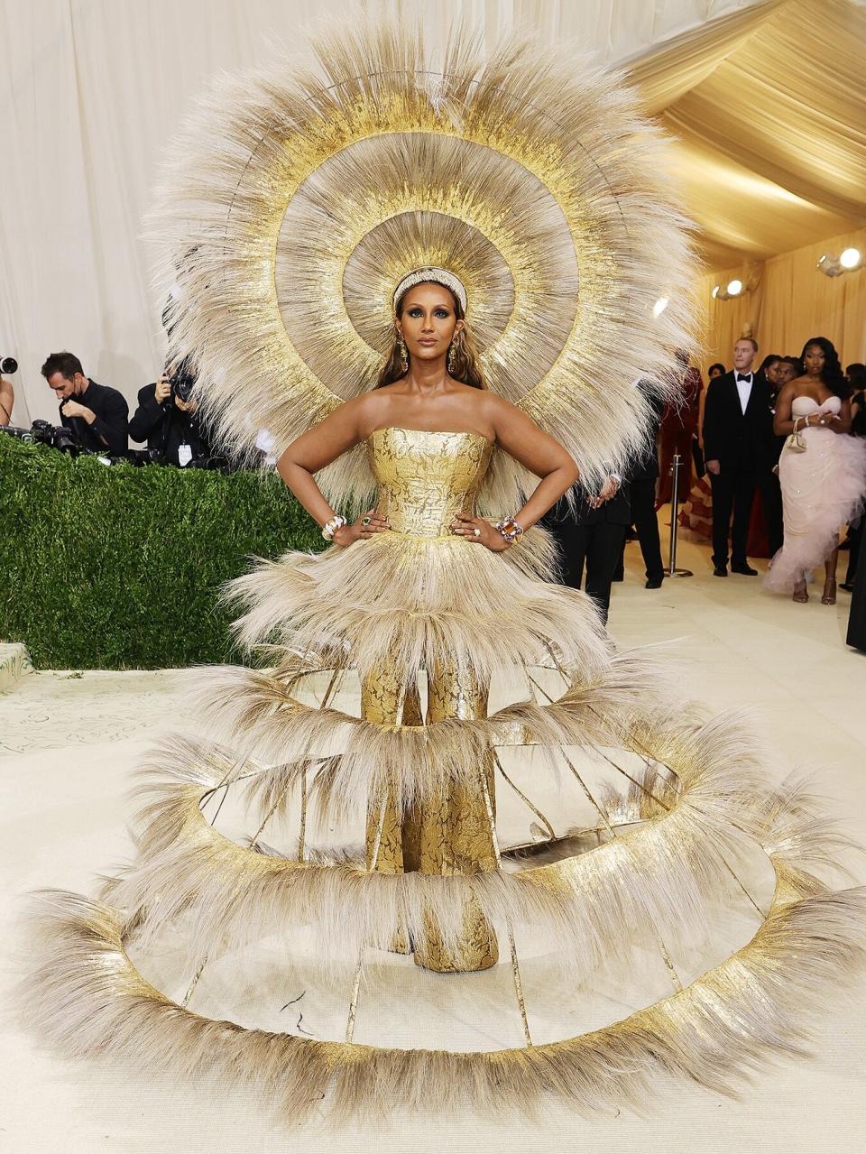 Iman attends The 2021 Met Gala Celebrating In America: A Lexicon Of Fashion at Metropolitan Museum of Art on September 13, 2021