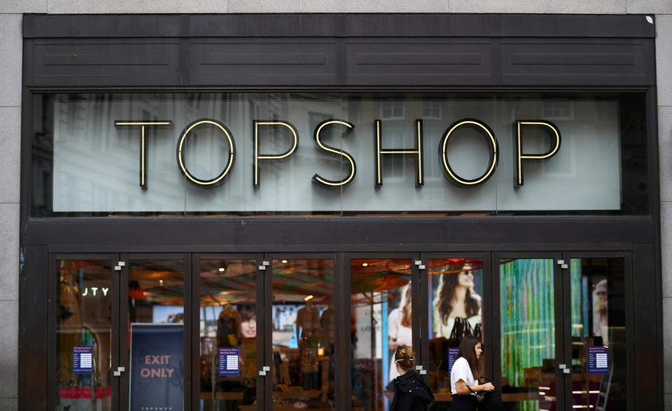 An entrance to the Topshop store is pictured at the Oxford Street, in London