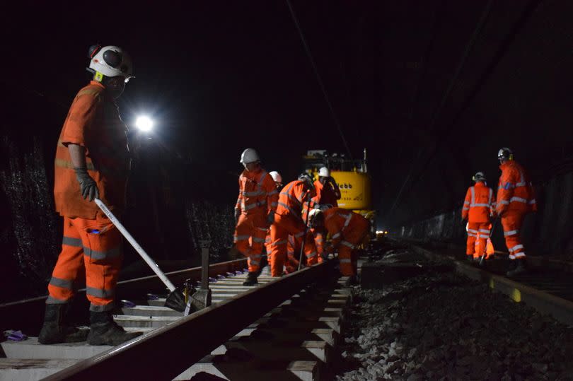 Track renewal inside the Severn Tunnel in 2024