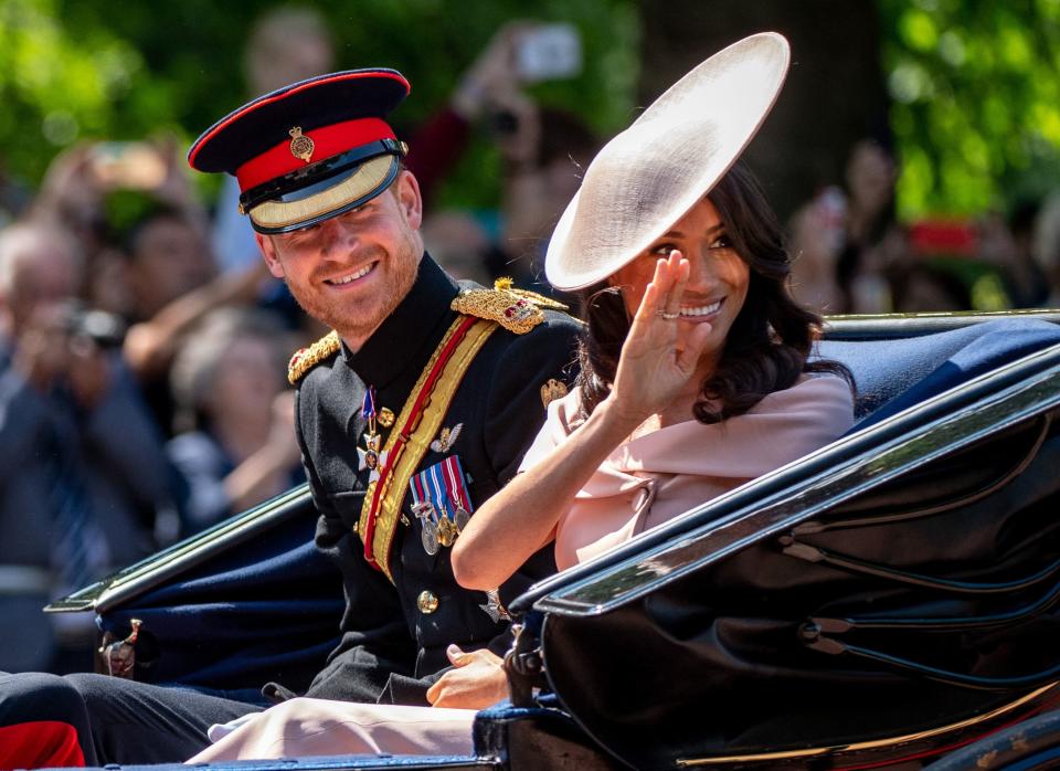 Meghan Markle joined the royal family for her first Trooping the Colour. (Photo: Getty Images)