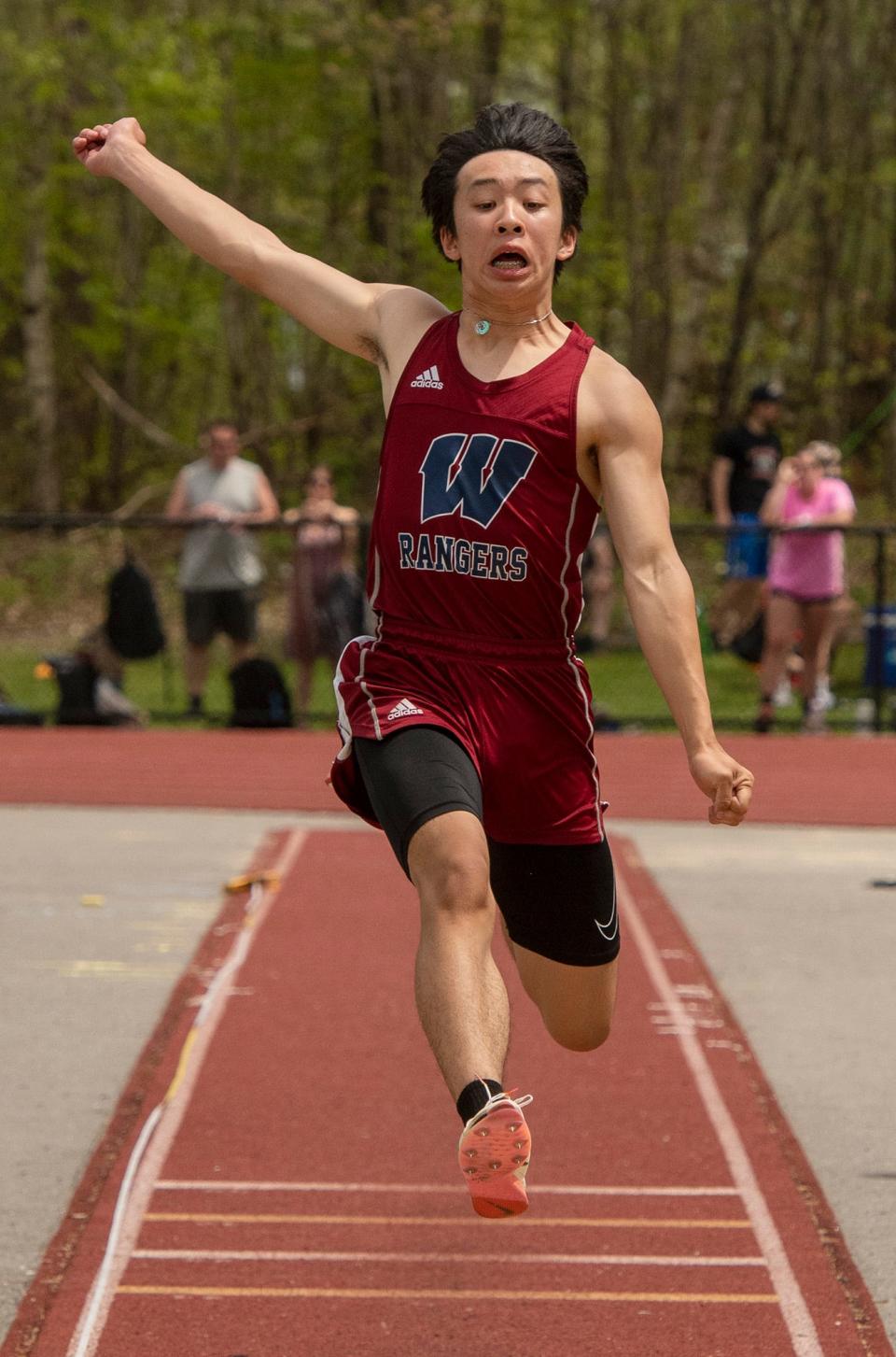 Westborough's Alan Nguyen won the long jump at last year's Central Mass. Division 1 championships.
