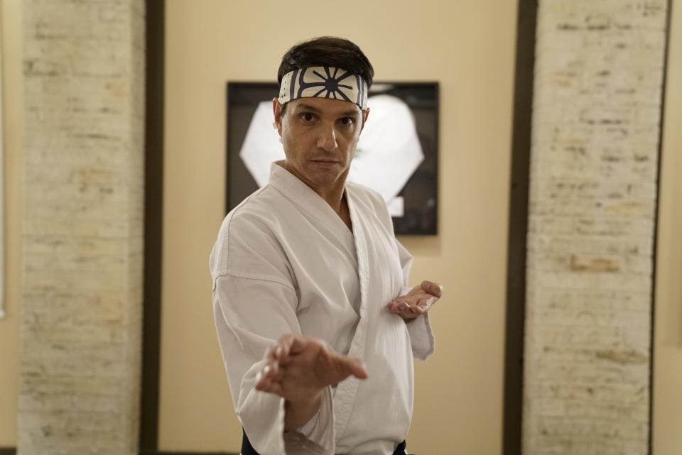 Ralph Macchio in a scene from the first season of "Cobra Kai," now streaming on Netflix.