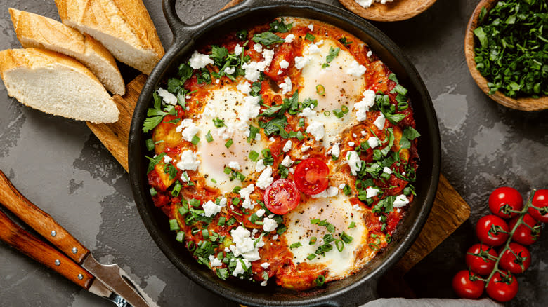 shakshuka in cast-iron pan