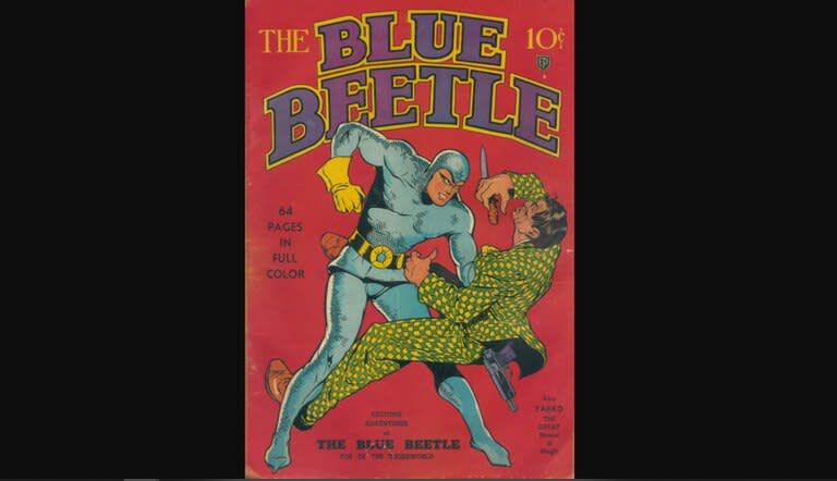 La primera aparición de Blue Bettle, en 1939