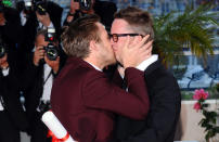 The true stars during the 2011 Cannes Film Festival were director Nicolas Winding Refn and actor Ryan Gosling, ‘Drive’ director and star, respectively. That year, the film won the award for Best Director, and it seems the excitement was such that both film stars decided to celebrate it with a wonderful kiss on the red carpet.