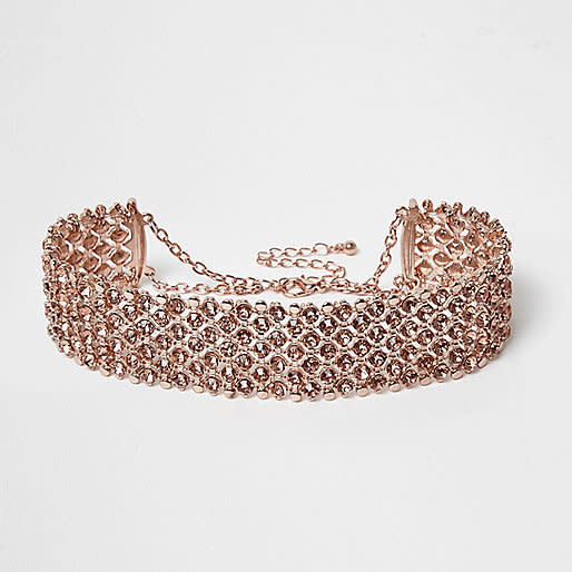 Rose Gold Tone Sparkly Choker