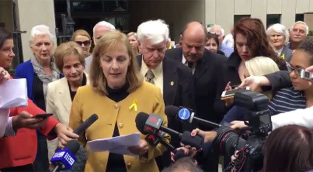 Allison’s sister spoke to media outside the court. Source: 7 News.