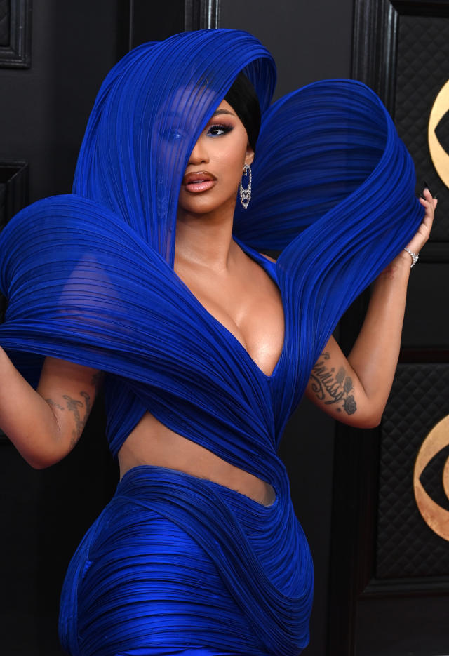 cardi b blue dress