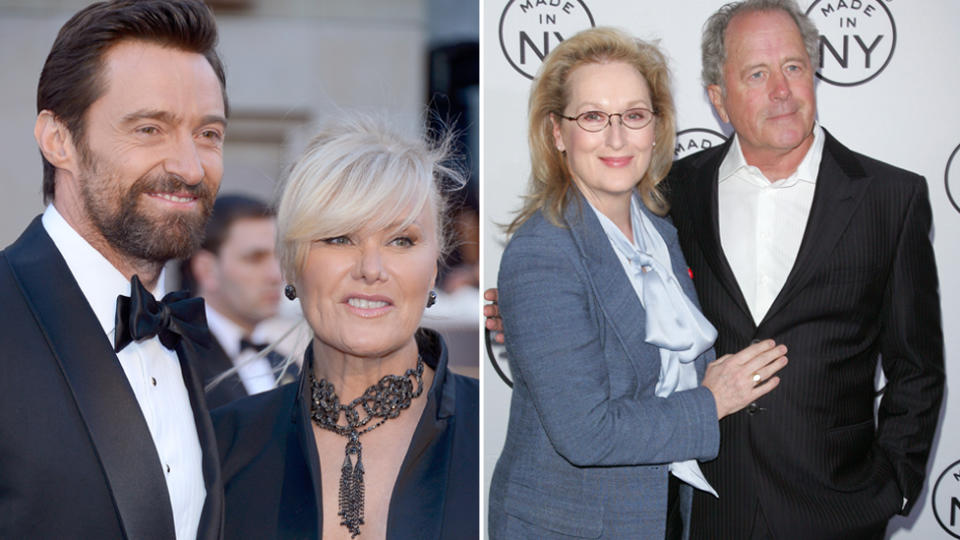 Deborra-Lee Furness and Hugh Jackman (left) and Meryl Streep and her ex-husband Don Gummer.