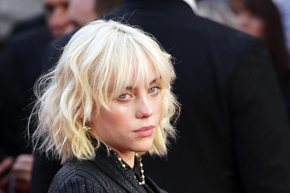 A blonde Eilish at the No Time To Die Royal World Premiere in London in September 2021 (PA Archive)