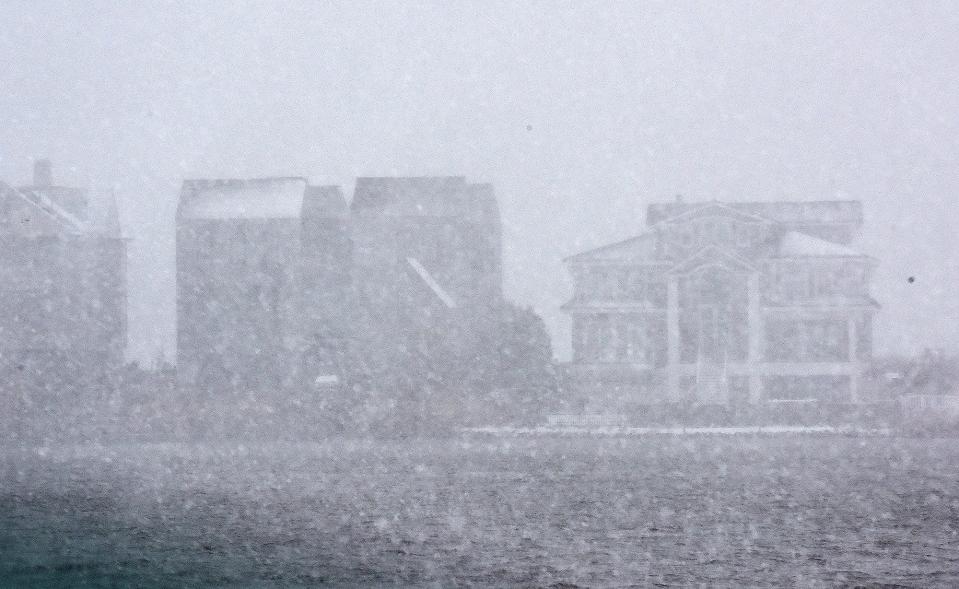 White out conditions over Silver Lake near Dewey as a winter storm moves through the area in 2022.