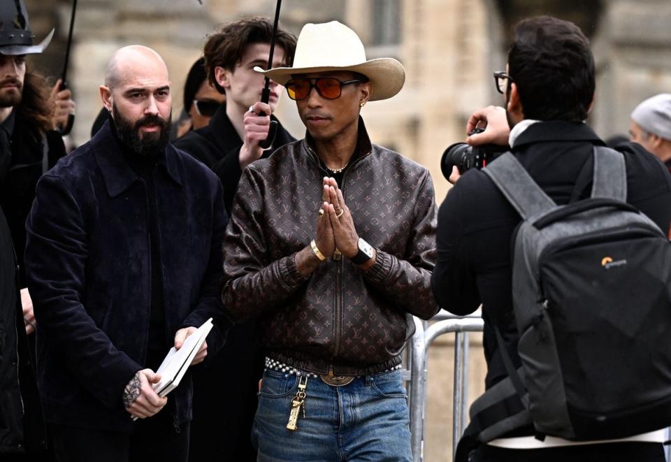 Pharrell at the Loewe AW24 show (AFP via Getty Images)