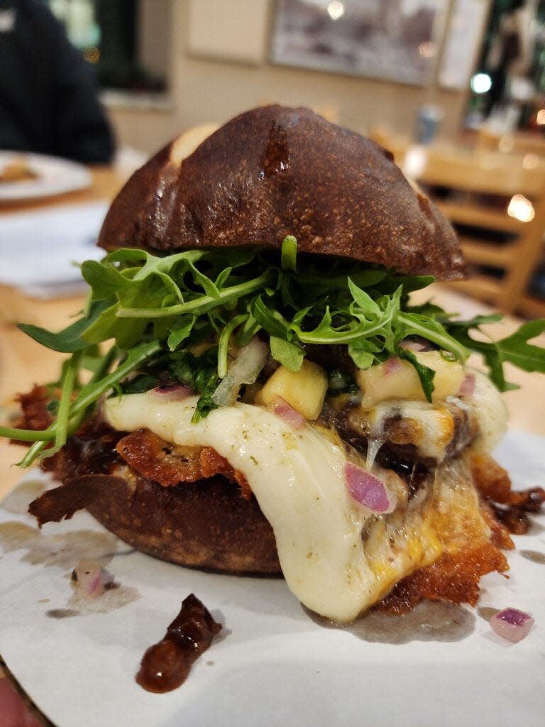 Falls Overlook Café's BCB burger for the 2023 Downtown Sioux Falls Burger Battle.