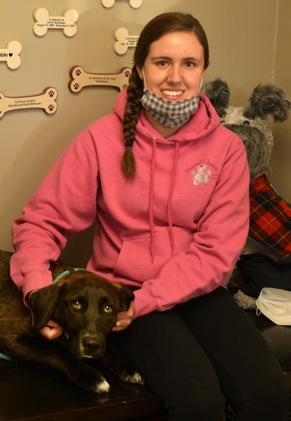 Nicole Tremblay with Valentine at Second Chance Animal Services in East Brookfield.