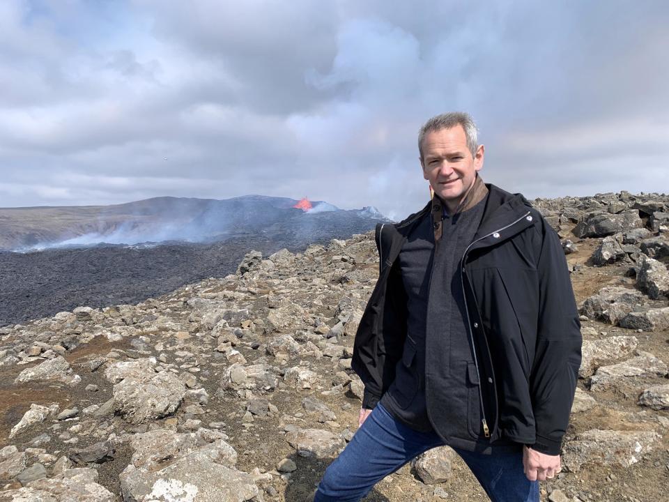 Alexander Armstrong at FAGRADALSFJALL  - ERUPTING VOLCANO