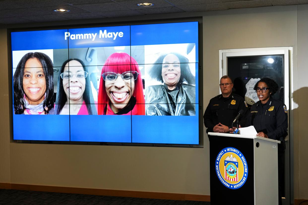 Columbus Police chief Elaine Bryant gives an update on missing 5-year-old Darnell Taylor Thursday night during a news conference at the Downtown headquarters. Police would later recover his body in Franklin County after police in a Cleveland suburb located Pammy Maye, whom police identified as his foster mother.