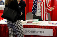 <p>A man wearing a stars and stripes jacket tends a booth at the Conservative Political Action Conference (CPAC) at National Harbor, Md., Feb. 22, 2018. (Photo: Kevin Lamarque/Reuters) </p>