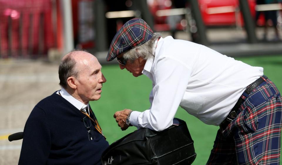 Williams, who received a knighthood in 1999, catches up with Sir Jackie Stewart (right) in Barcelona (David Davies/PA) (PA Archive)