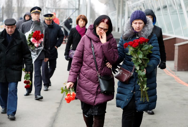 Memorial ceremony for the Ukrainian victims of Iran plane crash at the Boryspil International Airport, outside Kiev
