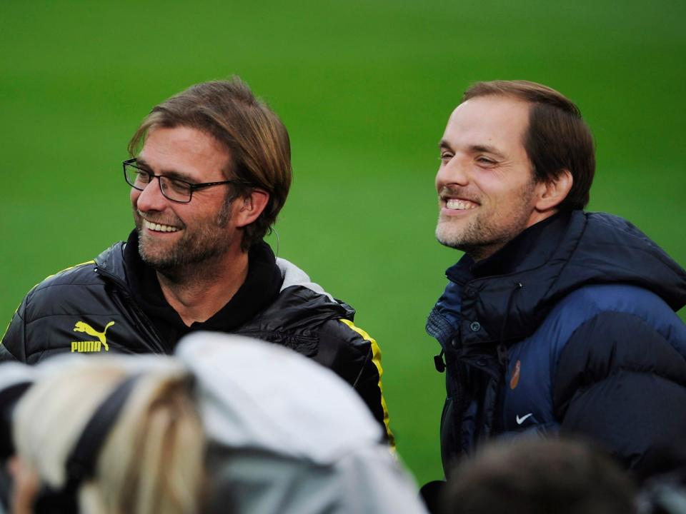 <p>Jurgen Klopp during his time at Dortmund against Thomas Tuchel and Mainz</p> (Getty)