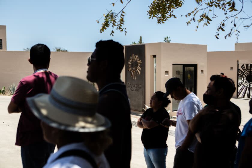 June 16, 2023 - Workers on strike outside of Rancho Pescadero, a luxury beachfront hotel owned by Hyatt, in the town of Pescadero in Baja California Sur, Mexico. Two foreigners, John Heathco and Abby Lutz, died of carbon monoxide poisoning at the hotel on June 13. Employees and former employees of the hotel, some of whom have been on strike for months, say that the carbon monoxide detectors were disabled because the beeping was irritating guests. Workers at the hotel are on strike for the following: physical safety for employees, paid overtime, transparency surrounding money that employees had to give back to the hotel from their earned tips, and fair staff meals. Meghan Dhaliwal for the Los Angeles Times