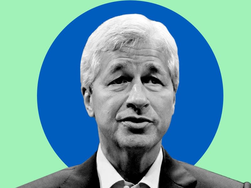 Jamie Dimon on a blue circle