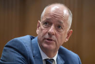 Andrew Witty, Chief Executive Officer of UnitedHealth Group, testifies at a Senate Finance Committee hearing examining cyber attacks on health care, and the Change Healthcare cyber attack, Wednesday, May 1, 2024, on Capitol Hill in Washington. (AP Photo/Jacquelyn Martin)