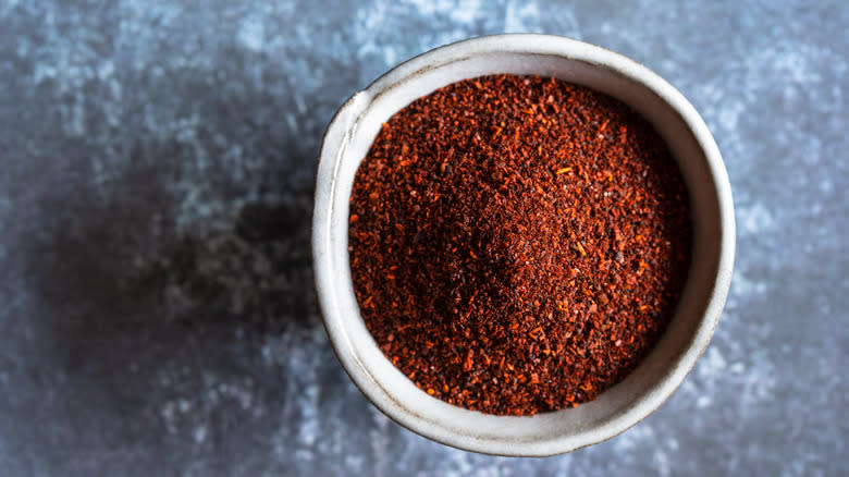 Ancho chili powder in bowl