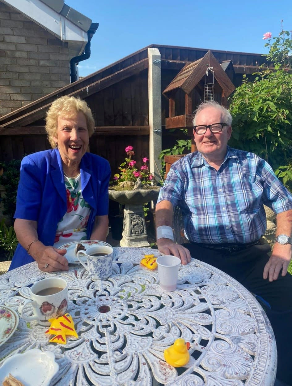 Lynne Woolliss, 76, and hubby Bert, 77. See SWNS story SWLEanniversary; A bride who married the love of her of life on her 16th birthday as it was the earliest they could wed has celebrated 60 years of bliss with her husband.  Lynne Woolliss, 76, and hubby Bert, 77, are two of the youngest people in the country to mark their diamond wedding anniversary having met as teenagers. The couple celebrated their diamond anniversary at their home in Cleethorpes, Lincs., on Saturday (July 17) surrounded by their family and were ‘chuffed’ to receive a card from the Queen.  They met way back in 1959 when he kept looking at her when they were at school and she ‘wondered if something was wrong with him’. 