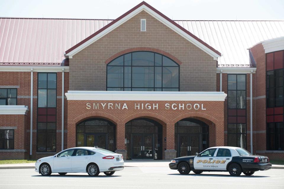 The entrance to Smyrna High School in March 2016.