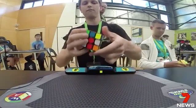 Feliks can solve the puzzle in less than five seconds. Source: 7 News