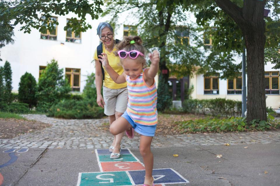 Play hopscotch.