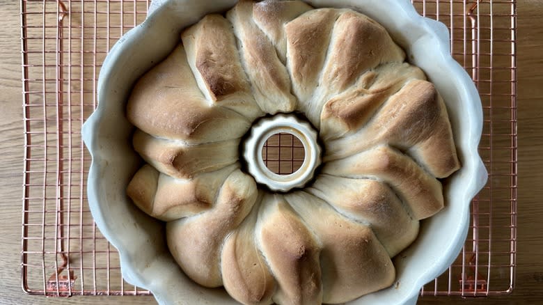 Baked bread in Bundt pan