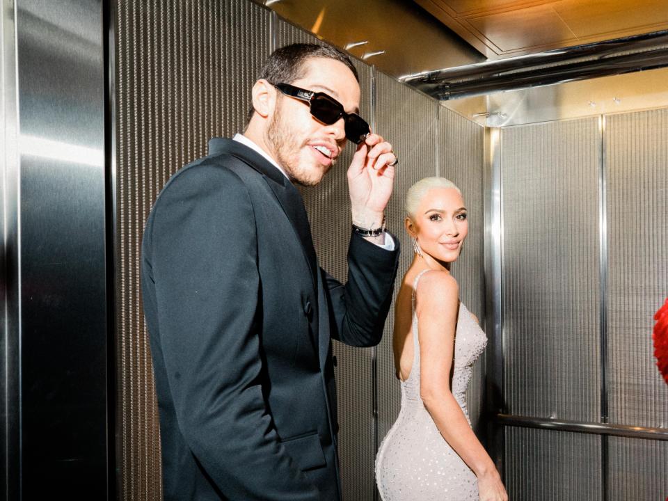 Pete Davidson and Kim Kardashian attend the 2022 Met Gala Celebrating "In America: An Anthology of Fashion" at The Metropolitan Museum of Art on May 02, 2022 in New York City.