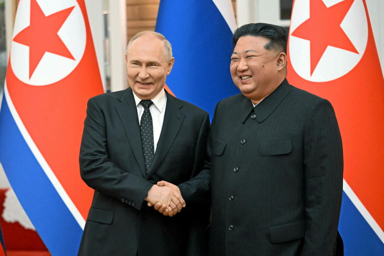 Vladimir Poutine a été reçu en Corée du Nord par Kim Jong-un ce mercredi 19 juin 2024.  - Credit:Kommersant/SIPA