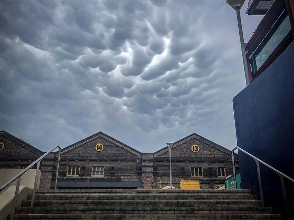 The remarkable mammatus clouds were clearly visible from Australian Technology Park on Wednesday afternoon. Image: Supplied