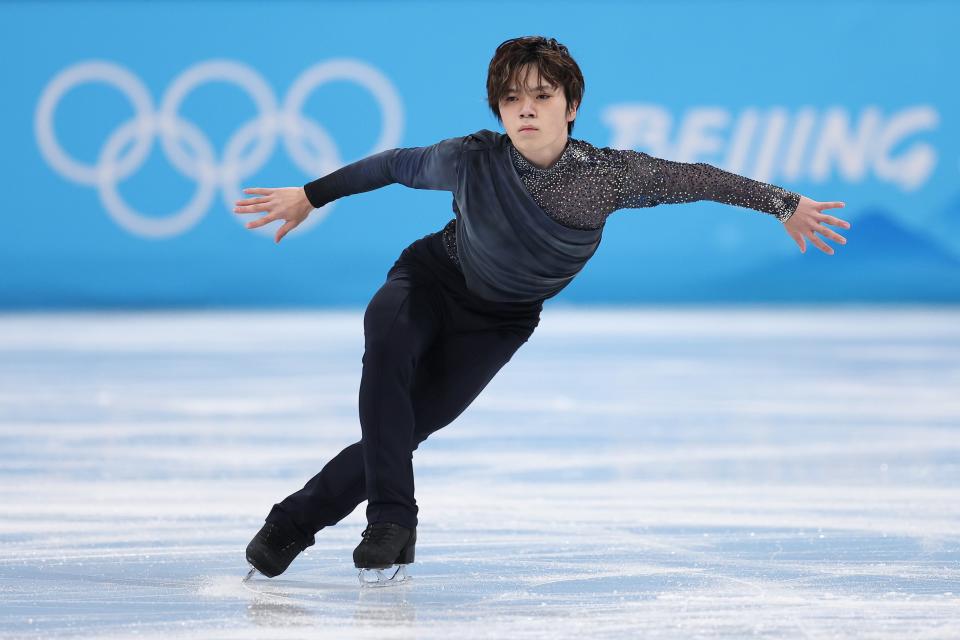 Shoma Uno of Team Japan skates during the Men Single Skating Short Program on day four (Getty Images)