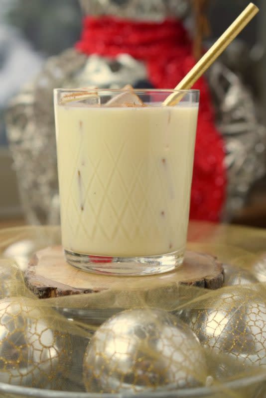 <p>Snacks and Sips</p><p>Even those who don't think they like eggnog, might just sip this away.</p><p><strong>Get The Recipe: <a href="https://snacksandsips.com/eggnog-amaretto-cocktail/" rel="nofollow noopener" target="_blank" data-ylk="slk:Eggnog Amaretto Cocktail;elm:context_link;itc:0;sec:content-canvas" class="link rapid-noclick-resp">Eggnog Amaretto Cocktail</a></strong></p>