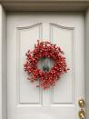 <p>Looking for a bright pop of color for your front door? A cranberry wreath will do the trick.</p><p><em><strong><a href="https://www.youtube.com/watch?v=FjSSDSLaapI" rel="nofollow noopener" target="_blank" data-ylk="slk:Get the tutorial for a Cranberry Wreath from Martha Stewart.;elm:context_link;itc:0;sec:content-canvas" class="link ">Get the tutorial for a Cranberry Wreath from Martha Stewart.</a></strong></em></p>