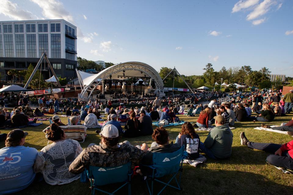 Hundreds gathered at Cascades park to see country music artist Jamey Johnson perform as the 8th Annual Word of South literary-music festival began Friday, April 8, 2022.