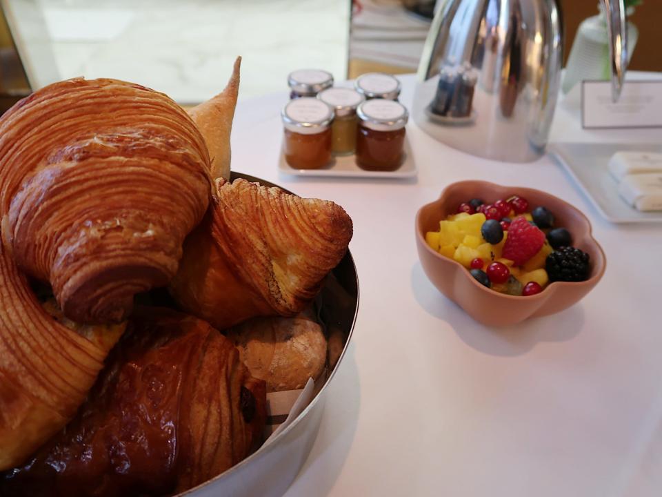 A room-service breakfast at Le Royal Monceau in Paris.