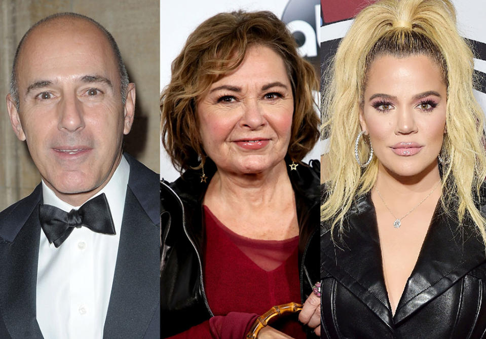 Matt Lauer, Roseanne Barr, Khloé Kardashian (Photos: Getty Images)