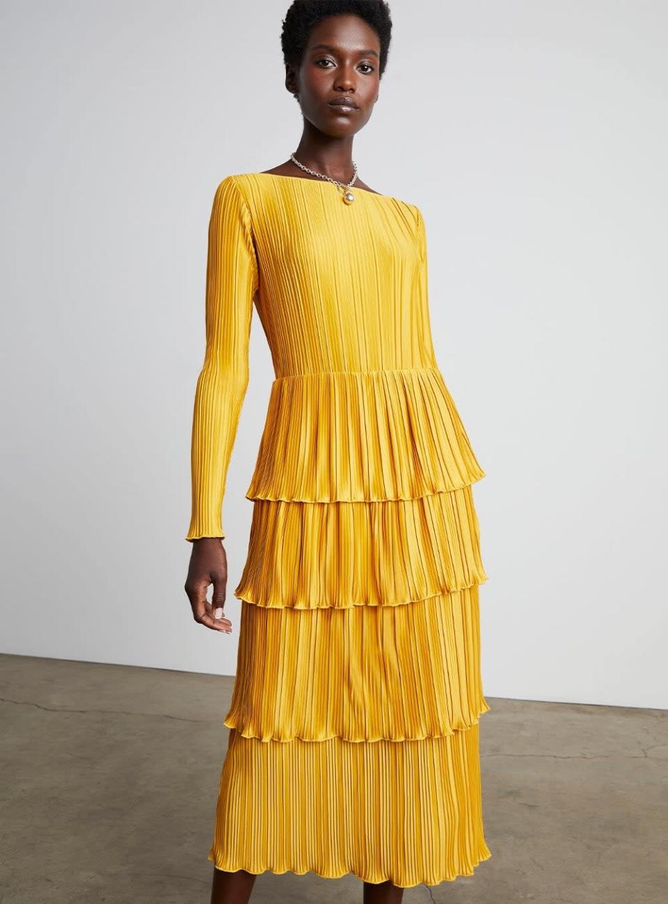 <br><br><strong>Who What Wear</strong> Venus Pleated Tiered Midi Dress, $, available at 