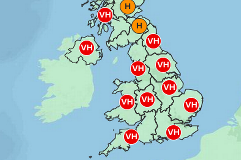 Pollen levels are very high in much of the UK right now -Credit:Met Office