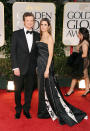 BEVERLY HILLS, CA - JANUARY 15: Actors Colin Firth and Livia Giuggioli arrive at the 69th Annual Golden Globe Awards held at the Beverly Hilton Hotel on January 15, 2012 in Beverly Hills, California. (Photo by Jason Merritt/Getty Images)