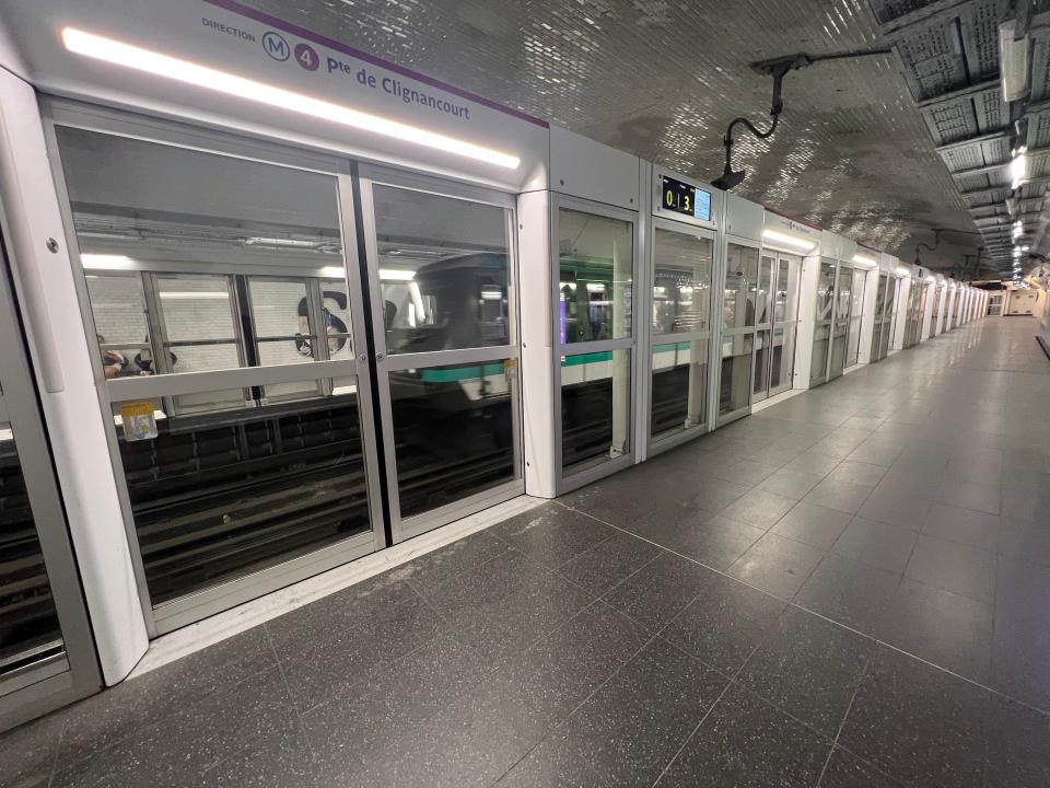 protective shields in subway station in France