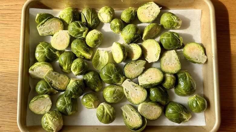 brussels sprouts on sheet pan