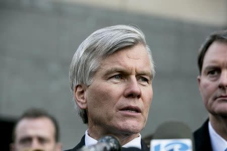 Former Virginia Governor Robert McDonnell addresses the media after his sentencing hearing in Richmond, Virginia January 6, 2015. REUTERS/Jay Westcott