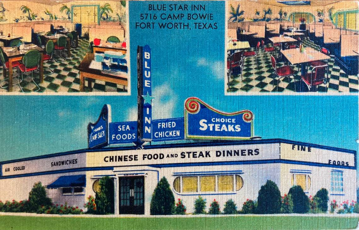 Blue Star Inn, 5716 Camp Bowie, spent its first few months in 1941 as the “Ranch House,” where cowgirls served steaks. It quickly transitioned to Blue Star Inn, where owner Joseph “Joe” Chung served both Chinese food and steaks. A totally remodeled version of the building now serves as a Mexican Inn. Carol Roark.​